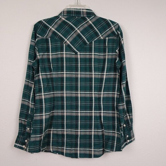 Wrangler Western Shirt Women's Size M Green Plaid Long Sleeve Cowgirl Retro - Picture 5 of 11